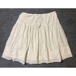 American Eagle Outfitters Women's White Cotton Tiered Midi Skirt Size 14 Boho
